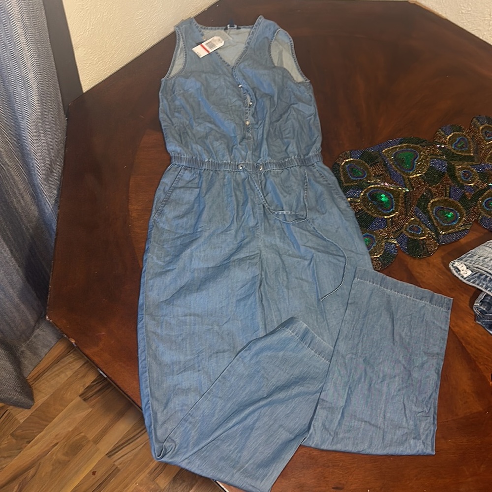 NAUTICA Jumpsuit Sleeveless Chambray Blue-XS NWT